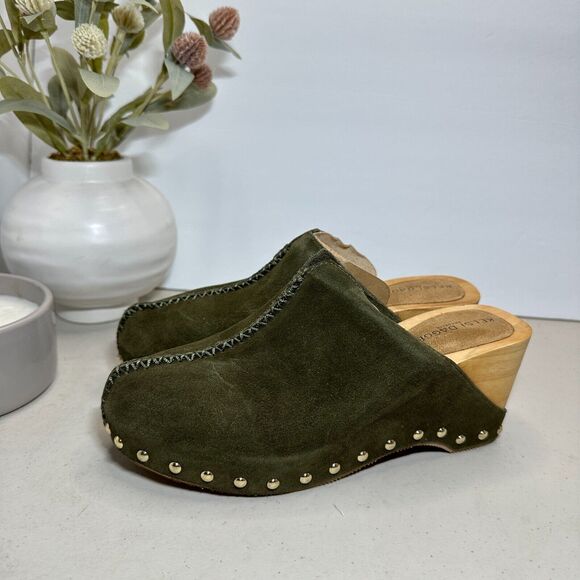 Kelsi Dagger Brooklyn Journal Clogs Suede Mid Heel Olive Women's 6.5 NWB - Picture 4 of 11